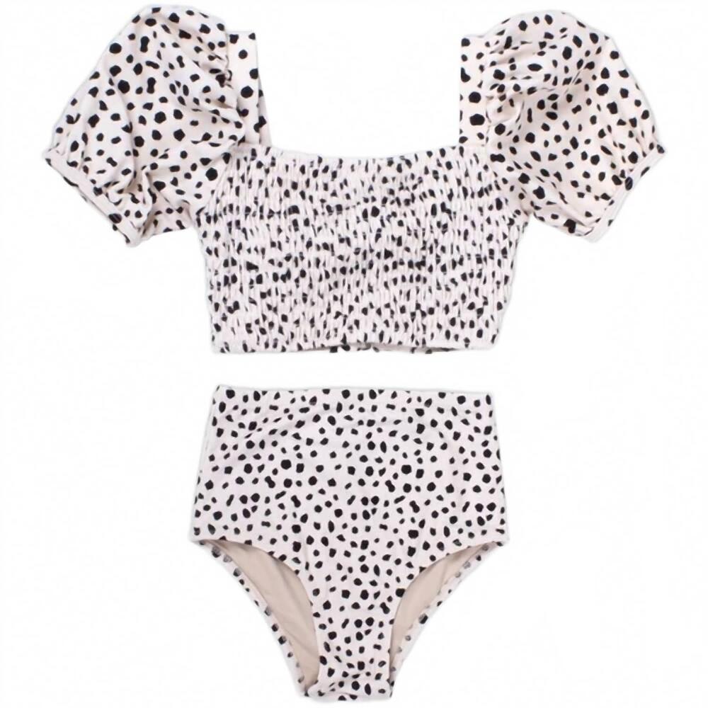NEW SHADE CRITTERS girls' high waist bikini set in dalmatian leopard